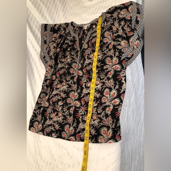 Joie Laurina Floral Red White Red Flutter Short Sleeve Top V-Neck Shirt Small - Picture 12 of 16